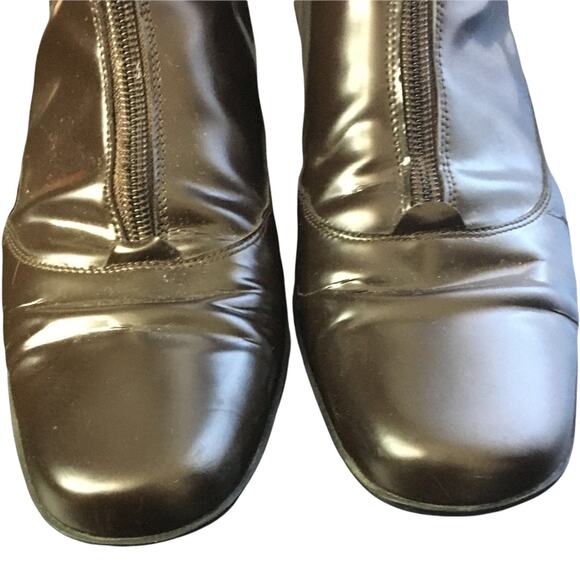 Salvatore Ferragamo Women's Patent Leather Brown Mid-Calf Boots Sz 8.5 Narrow - Picture 3 of 9